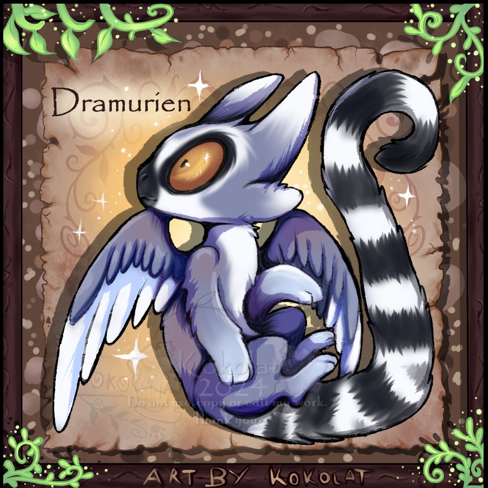 Kokolat_Spark's tweet photo. Hello ! ♥ Nouveau bébou qui s'installe dans la couveuse ! Je vous présente le Dramurien ! Mi-Dragon, Mi-lémurien ! #art #dessin #drawing #artwork #digitalart #lemur #lemurien #feral #animal #dragon #dragon #dragonart https://t.co/DnfIW833rU