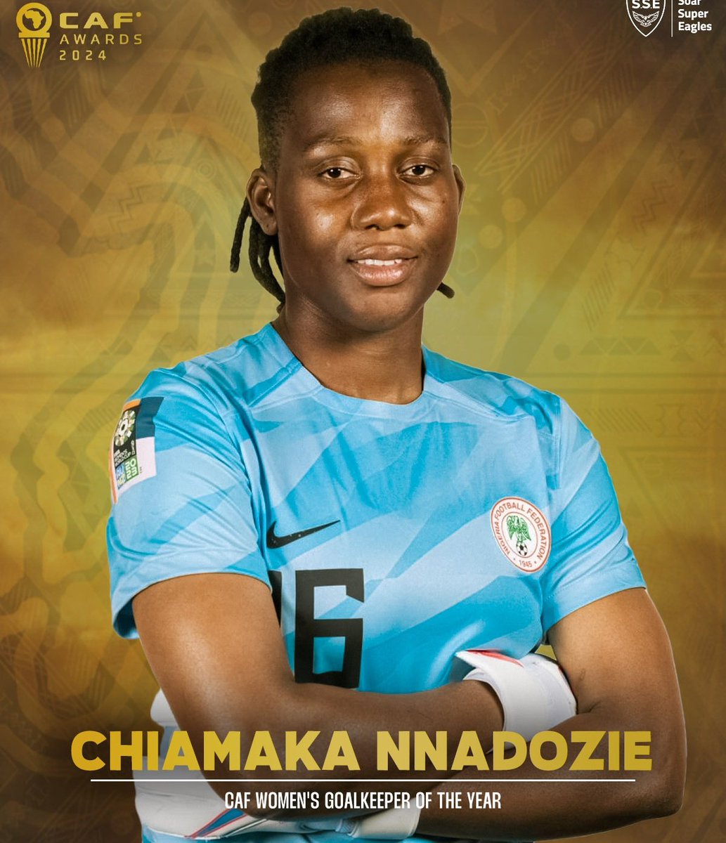 IgboHistoFacts's tweet photo. Best Female Goalkeeper in Africa.

Chiamaka Nnadozie has been named African Women's Goalkeeper of the year 2024.

Let's Retweet to celebrate her! 🧤 https://t.co/2NSU5VcOBE