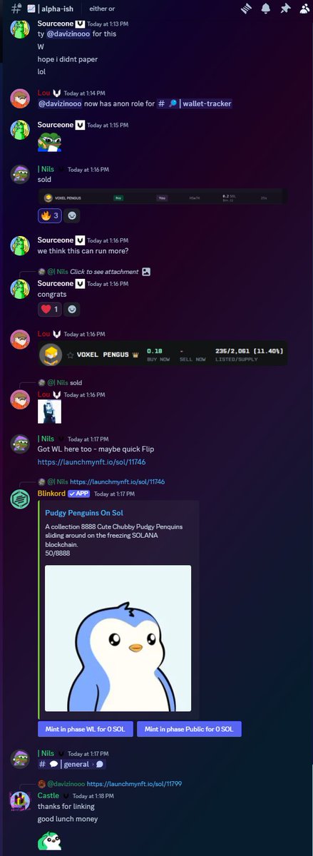 Lou_1722's tweet photo. We added a blink bot in @The_Valley__ so members can mint/interact with Solana directly within our chats!

mint: 0.022 sol 
current: 0.3 sol
Feels good doing degen mints again🐧