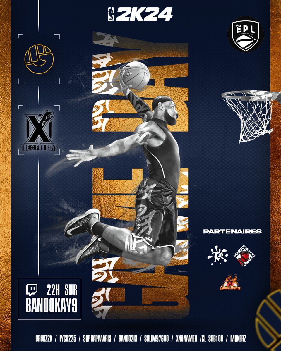 🔥 Rien de mieux pour célébrer l’arrivée de notre nouvelle équipe NBA2K qu’un match décisif ce soir ! 🏀

📅 Game Day - Playoffs de l’<a href="/EPLorg/">European Pro-Am League</a> 

⏰ 22h00 : Galia Esport 🆚 <a href="/xBoys_Team/">xBoysTeam</a>   

📺 Suivez le match en direct sur Twitch :
👉 twitch.tv/bandokay9
#NBA2K #GaliaEsport