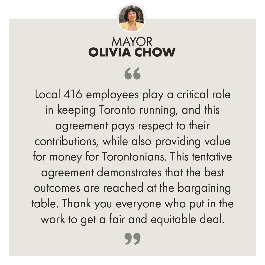 Today, the City of Toronto reached a tentative four-year collective agreement with TCEU Local 416 (CUPE).

More: toronto.ca/news/city-of-t…