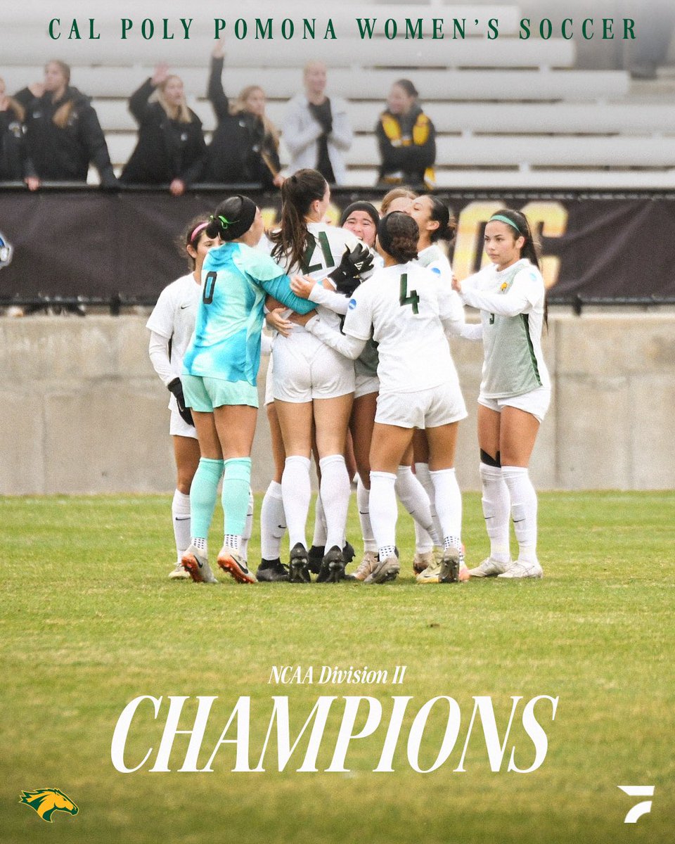 FloFC_'s tweet photo. Jobs finished. 🏆

The Cal Poly Pomona Broncos are National Champions! They defeated Minnesota State 2-1 to secure their first ever national title. They ended the season 22-1-2, scoring 58 goals and allowing only 15 👏

#CCAAFC | @goccaa | @cppbroncos https://t.co/jCFRIu0hqk