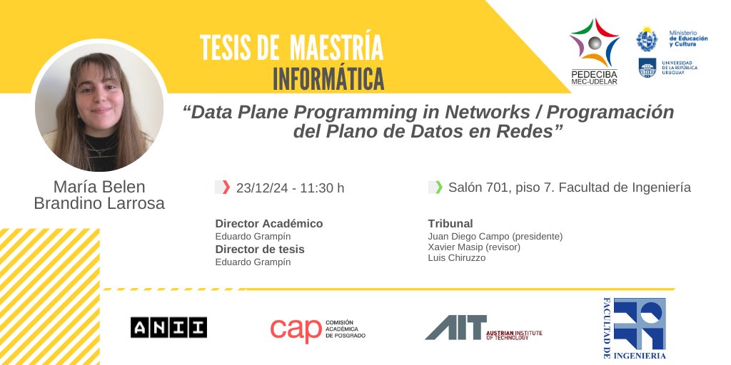 Defensa de tesis de la Estudiante PEDECIBA Belén Brandino
Lunes 23/12 desde las 11:30hs
Salón 701, 7mo Piso. FING - UdelaR

Si la investigación continúa, la ciencia avanza y la sociedad toda se beneficia
#SomosPEDECIBA apoyando el Desarrollo de las #CienciasBásicas