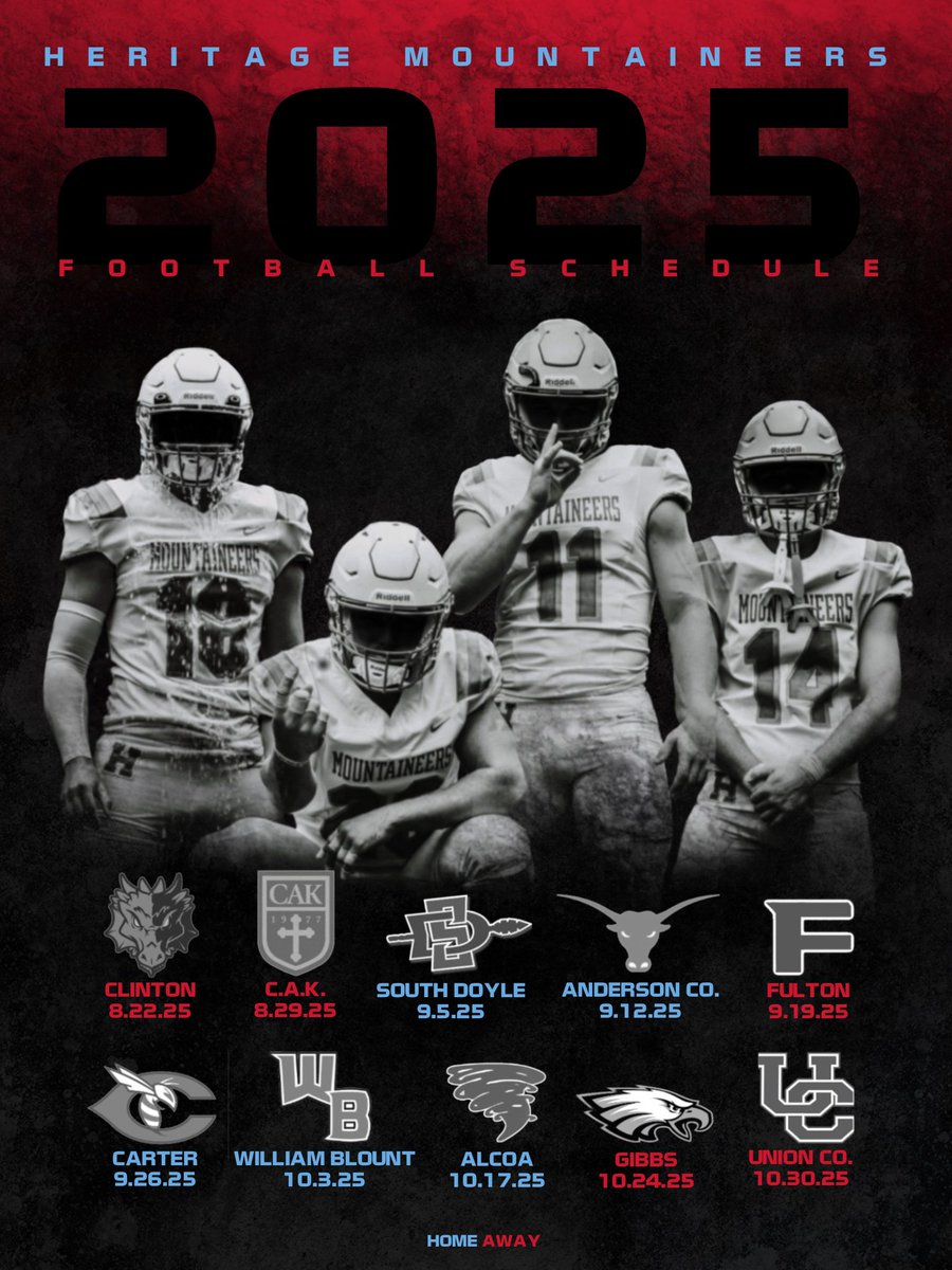 2️⃣0️⃣2️⃣5️⃣
HERITAGE MOUNTAINEERS 
Football Schedule 🏔