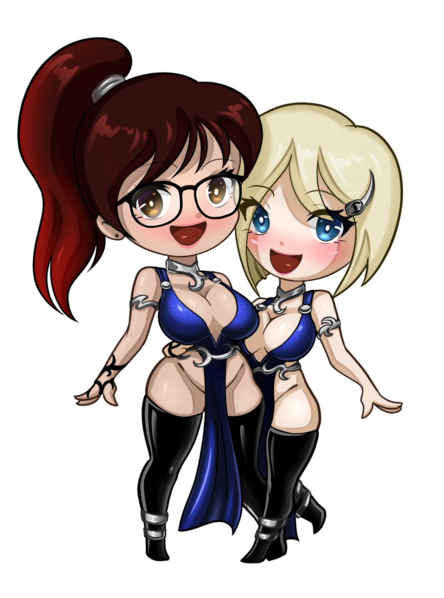 ChibiEvee's tweet photo. @saechimiya My OC is the blond one :D It's also my avatar x) 
Your art style is very cute.

Pic made by @Rosvo2 https://t.co/C9lciwYiao