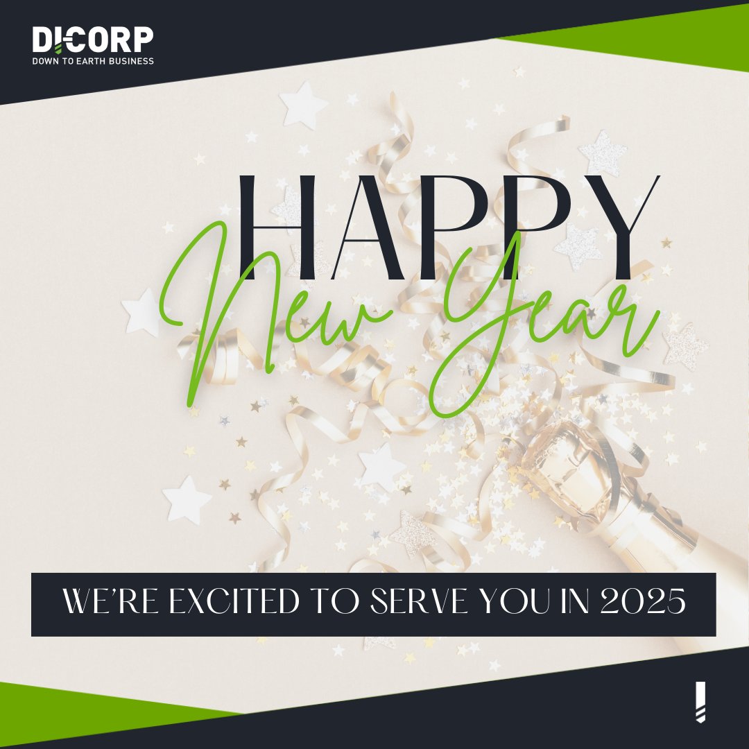 We hope everyone has a happy and safe New Year’s Eve. Our offices are closed tomorrow but will be back with regular service on Jan 2.

We look forward to serving you in 2025.
#DiCorp #NewYear