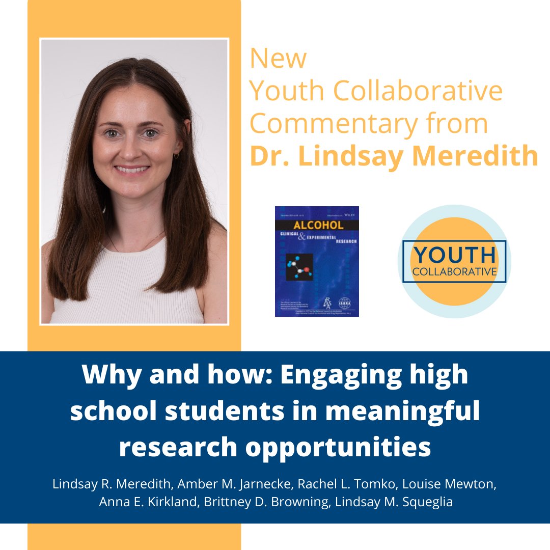 MUSC Youth Collaborative (@muscyouthcollab) on Twitter photo Our new commentary encourages scientists to engage more high school students in science & research!
Dr. Meredith & colleagues provide concrete recommendations for designing & implementing successful programs with high school students.
<a href="/ACERjournal/">Alcohol Research</a>
onlinelibrary.wiley.com/doi/10.1111/ac… Our new commentary encourages scientists to engage more high school students in science & research!
Dr. Meredith & colleagues provide concrete recommendations for designing & implementing successful programs with high school students.
<a href="/ACERjournal/">Alcohol Research</a>
onlinelibrary.wiley.com/doi/10.1111/ac…