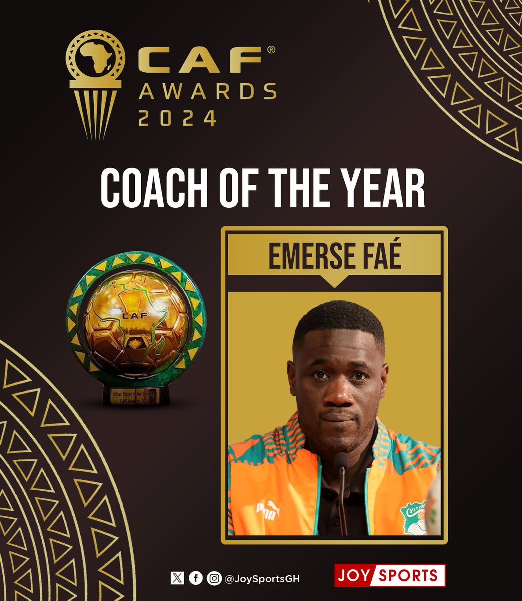 Fentuo_'s tweet image. Coach of the Year - Emerse Fae. Incredible story with Cote d'Ivoire at the AFCON. #JoySports