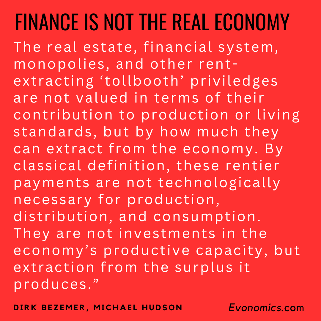 EvonomicsMag's tweet image. Economists Dirk Bezemer and Michael Hudson: "An economy based increasingly on rent extraction by the few and debt buildup by the many is a feudal model." Read more: evonomics.com/finance-is-not… @ProfSteveKeen @rorysutherland @timoreilly @MazzucatoM