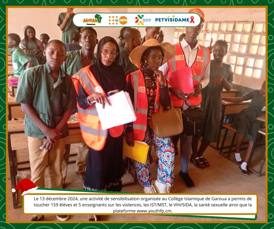 AfriYAN_Camer's tweet photo. Impact significatif des #WebInfluenceursNord: 100 👫 du Collège Baptiste de Djamboutou à #Garoua sensibilisés aux #VBG &amp; #SSR. Grâce à cette action, ils ont décidé de se protéger en s'inscrivant sur https://t.co/O8xhbrb2V1 pr en savoir + sur le #VIH/SIDA &amp; la #PTME.

#PETVISIDAME https://t.co/fAL41Z1F7Y