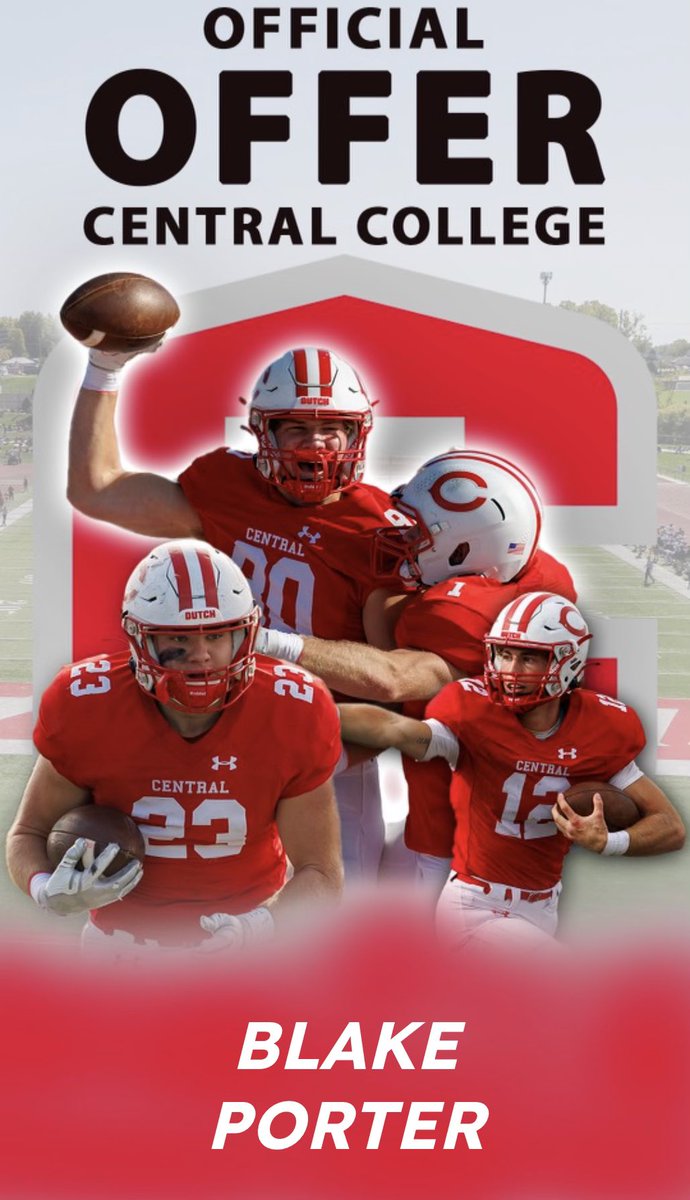 Blake (@blake23porter) on Twitter photo Blessed to receive my First Offer to <a href="/CentralCollege/">Central College</a> . After a Great chat with <a href="/CoachTimLydon/">Tim Lydon</a> . Canāt Wait to get on campus soon. Blessed to receive my First Offer to <a href="/CentralCollege/">Central College</a> . After a Great chat with <a href="/CoachTimLydon/">Tim Lydon</a> . Canāt Wait to get on campus soon.