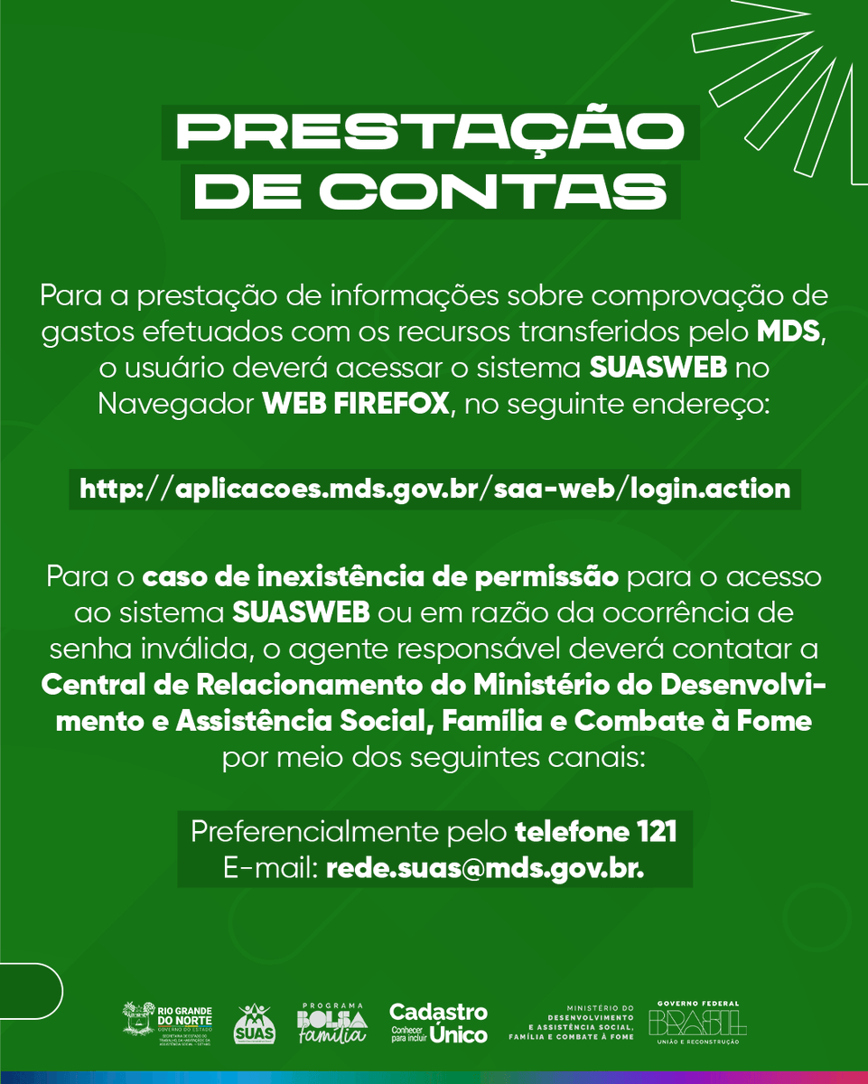 rnsethas's tweet image. ⚠️ Atenção!! Gestores e Gestoras,

Prazo para prestação de contas do IGD-PBF 2023 encerra em 31 de dezembro!

Veja mais: instagram.com/p/DDprOXOh55B/