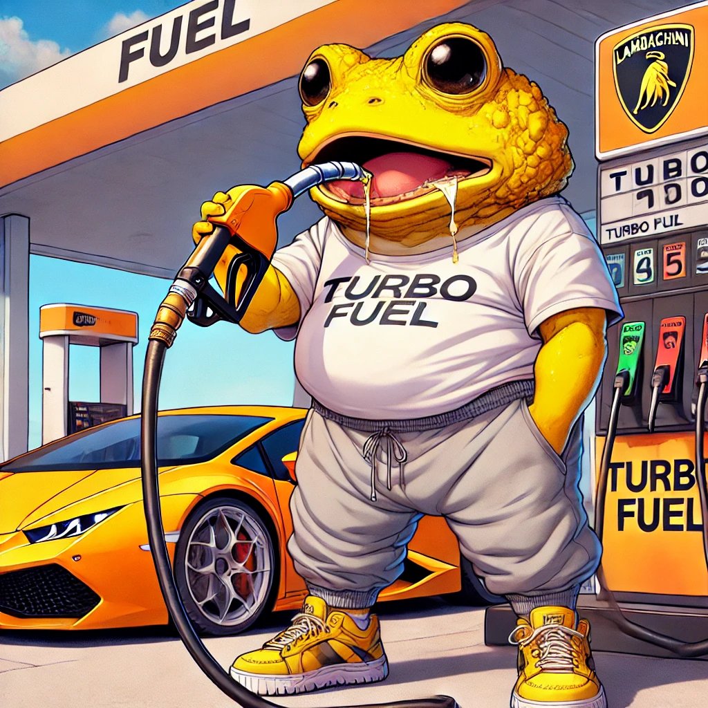 OfficialRamons's tweet photo. Why fuel the Lambo when $TURBO can fuel himself? 🚀🐸 #TurboToad-Fuel tastes so good, even that Toads can’t resist a sip! (Disclaimer: These stunts are performed by professionals. Do NOT try this at home!) ⛽️😂 #TurboFuel #MemeCoin https://t.co/HxhoDHf8JT