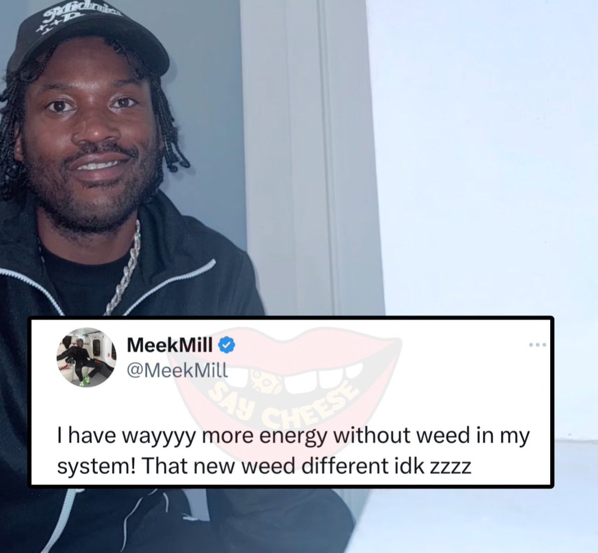SaycheeseDGTL's tweet photo. Meek Mill says he has more energy when there is no weed in his system: “That new weed different” https://t.co/UfmuYoZ2zi