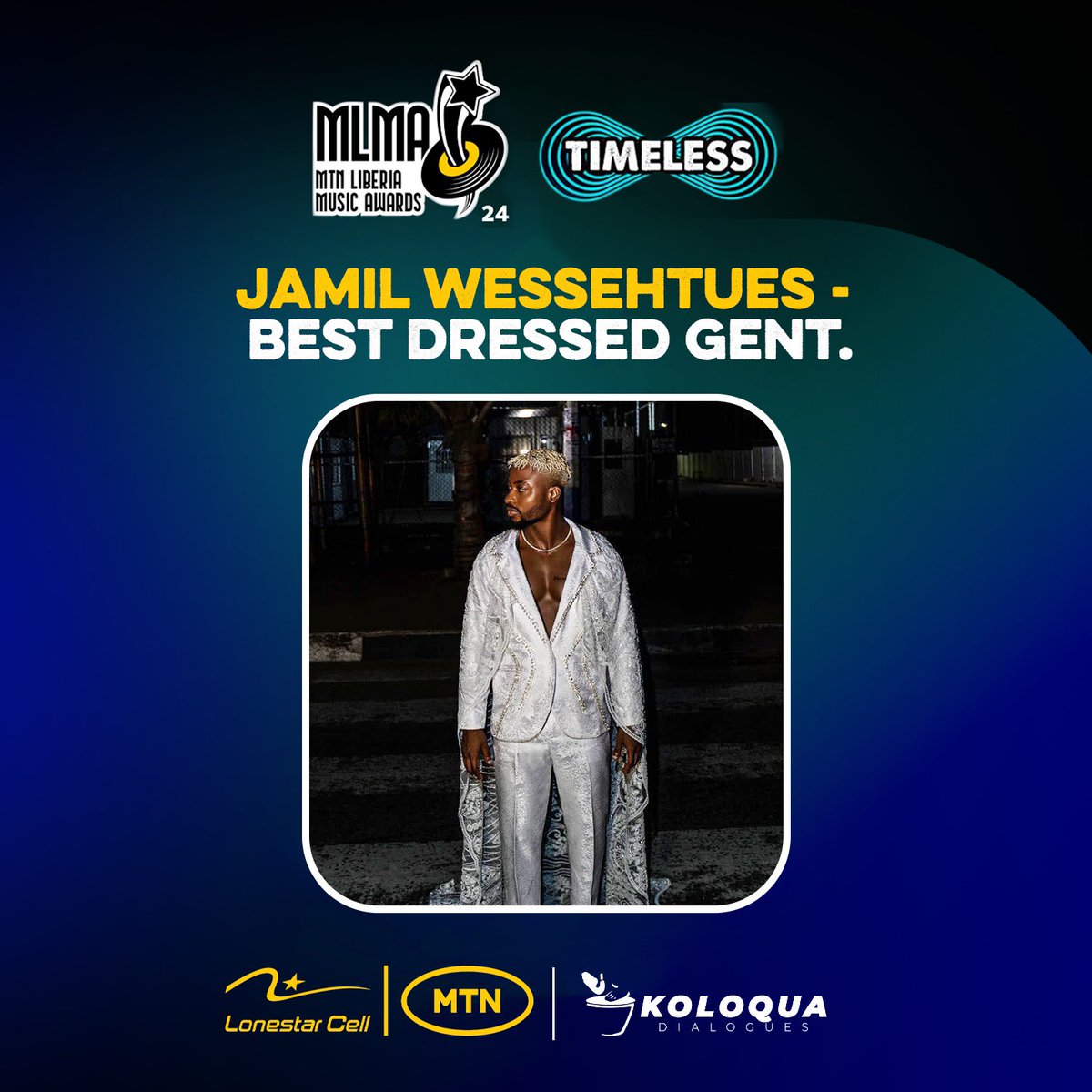 KoloquaDialogue's tweet photo. Koloqua Style Best of #MLMA2024! 🗣️
 
Natasha Smith - Best Dressed Lady
Jamil Wessehtues - Best Dressed Gent
Harmonica Freeman - Most Dialogue Worthy Newcomer
Keljhani - Most Dialogue Worthy Designer
Thanks to LonestarCell MTN, winners will get cash prizes through mobile money🗣️ https://t.co/fVdpD2hLdC