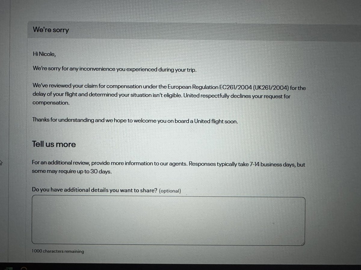 nicolemacmoyle's tweet photo. @united at it again with terrible customer service. delayed 5.5 hours at MXP &amp; was handed a EU passenger rights doc (from your website!!) at check in. I’ve gotten € for similar delays in the past, but now all of a sudden a 5.5 hour delay doesn’t qualify? How!?!? Awful. https://t.co/jwoCq56iks