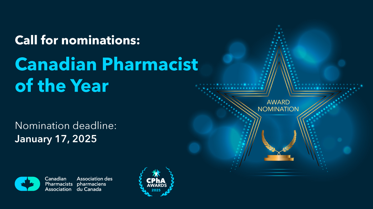 We know that you know the most amazing #pharmacists in Canada… tell us about them! CPhA is seeking nominations for the 2025 Canadian #Pharmacist of the Year. 

Eligibility criteria and additional details are available on our website: ow.ly/lBhr50Us7yF