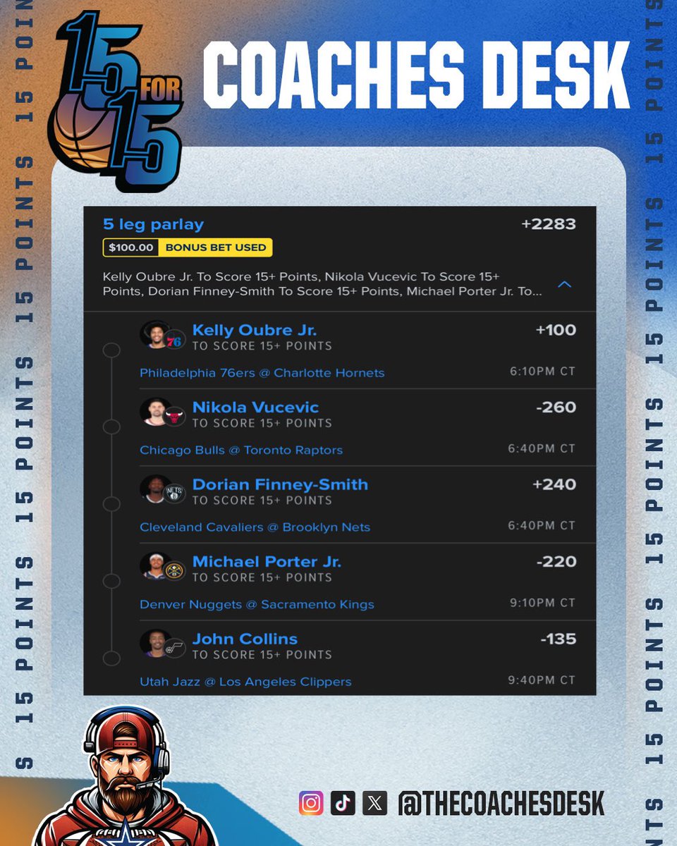 TheCoachesDesk's tweet photo. Today’s #NBA 15 for 15 🏀 https://t.co/nL7ZHQrGNA