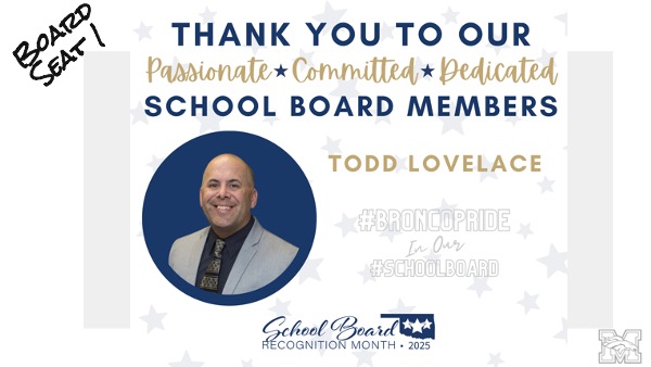 🌟 School Board Spotlight: Todd Lovelace
Todd Lovelace represents Seat 1 on the MPS Board of Education! Serving as Vice President (and former President) of the Board, Todd dedicates countless hours to ensuring students have the resources &amp; opportunities they need to succeed. ❤️🖤
