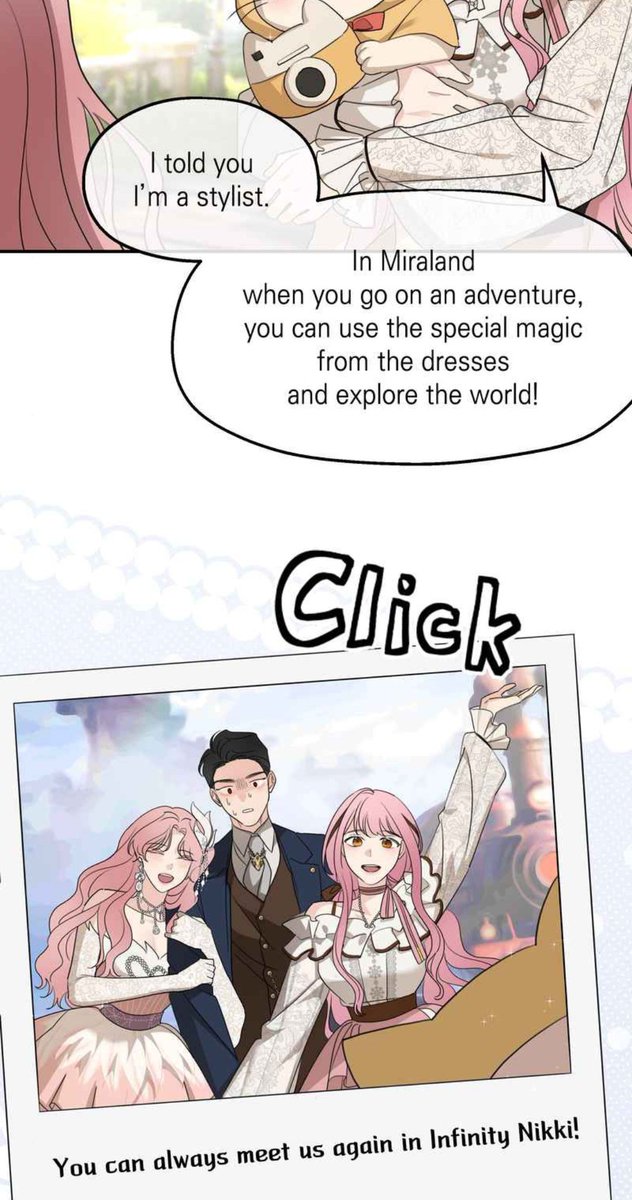 I didn't expect Infinity Nikki advertisement on My in laws are obsessed with me webtoon hhhh pereshati riding a bicycle looks so cute though