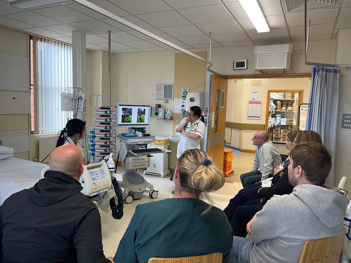 C_Vamplew's tweet photo. Rehab week 🏥 
Focus: SALT
Today Molly did bedside teaching with staff around communication methods and dysphagia.
Guest speaker: Lewis. Following  a Cardiac Arrest, Lewis had a long period of rehab at SGH and kindly came in to talk to us his experiences along his rehab Journey! https://t.co/WUpZ3xdI1Z