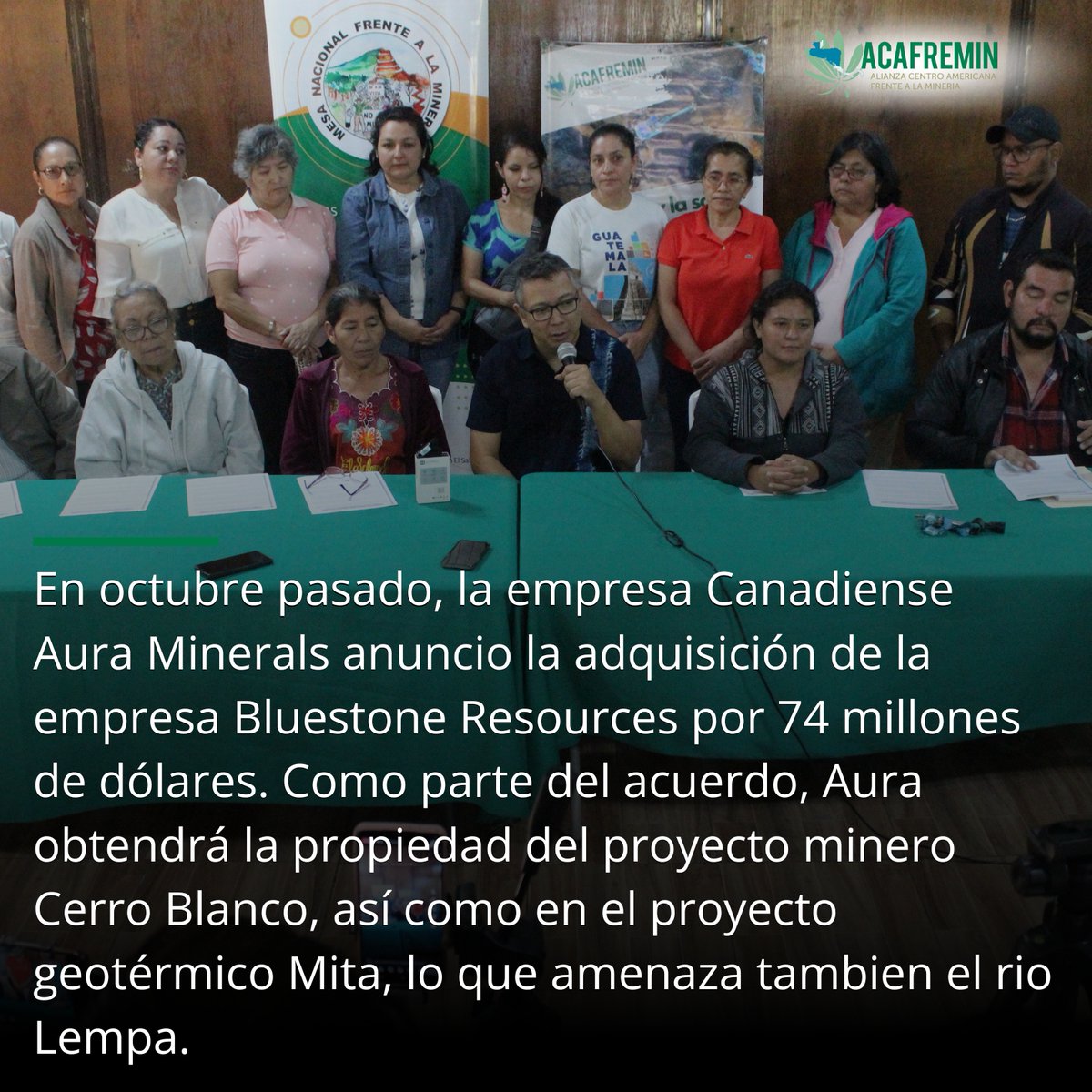acafremin's tweet photo. ⚠Hoy alertamos la adquisición del proyecto minero Cerro Blanco por la empresa Canadiense Aura Minerales en Guatemala. A solo 15km de #ElSalvador. Los daños ambientales se extenderían hasta el Rio Lempa.👇
@seguidores @CMadreSelva @amaes_sv  @no_mineria_sv  @BufeteBJP. https://t.co/9fx0fPy6Jw