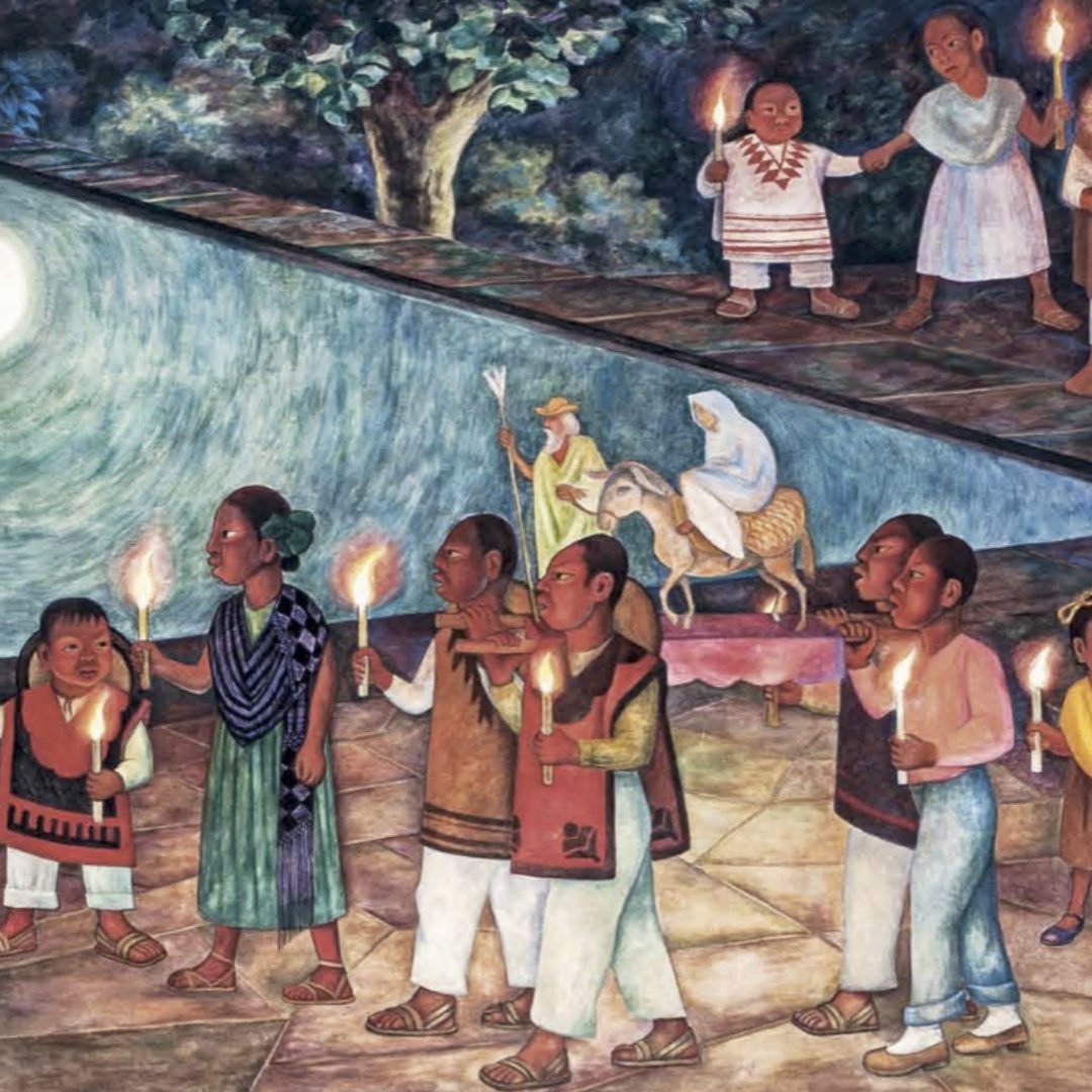 En este 16 de diciembre, tradicional fecha de inicio de las posadas navideñas mexicanas, les enseñamos un detalle del mural "Niños pidiendo posada" (1953), pintado por Diego Rivera en el Hospital Infantil de México.

¡Felices fiestas, peregrinos!