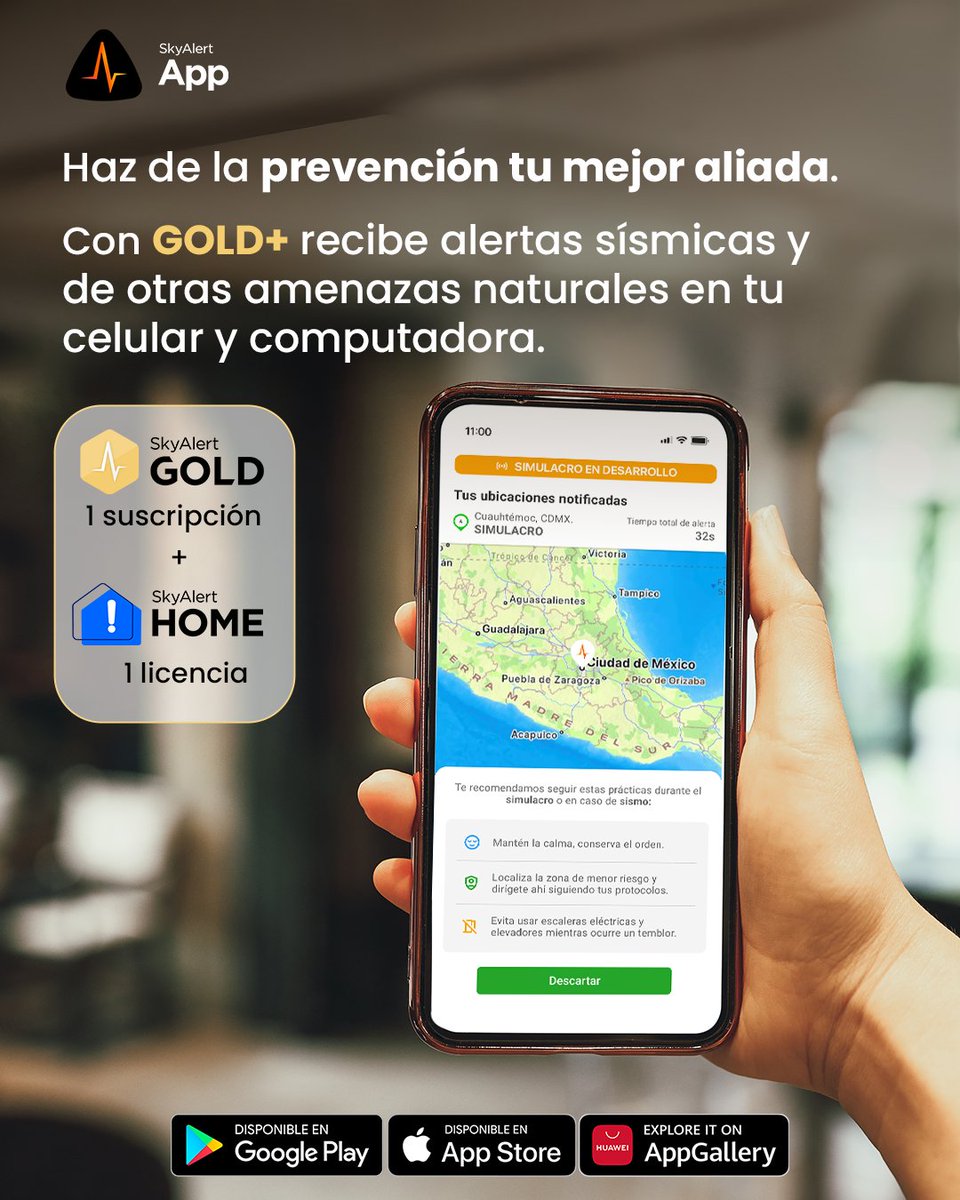 SkyAlertMx's tweet photo. La prevención comienza con #GOLD+. Recibe alertas sísmicas en tu celular y en tu computadora. ¡Suscríbete ahora!  📱💻
👉 https://t.co/utcJz1LFMg

#LaAlertaConfiable #SkyAlert #SkyAlertApp https://t.co/fBF3KaADs8