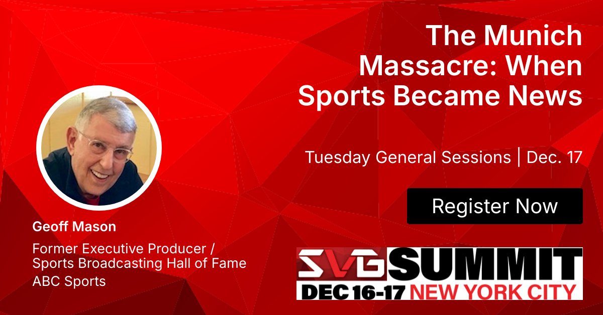 ProgramProd's tweet image. On September 5, 1972, one moment changed everything. If you’re heading to the @sportsvideo SVG Summit in New York, don’t miss “The Munich Massacre” session, where our own Geoff Mason will discuss his experience during the hostage crisis and how it changed journalism forever.
