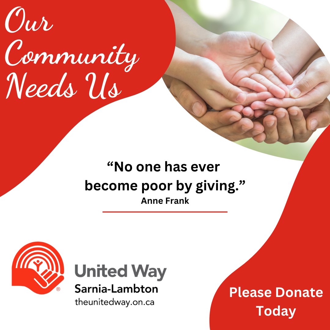 With a single donation, you can support 17 agencies and 29 programs in Sarnia-Lambton! Together we can help those most in need this holiday season. 

Giving a little, helps a lot!

To donate, please visit this link: bit.ly/UnitedWaySarni…

Thank You!

#UnitedWaySarLam