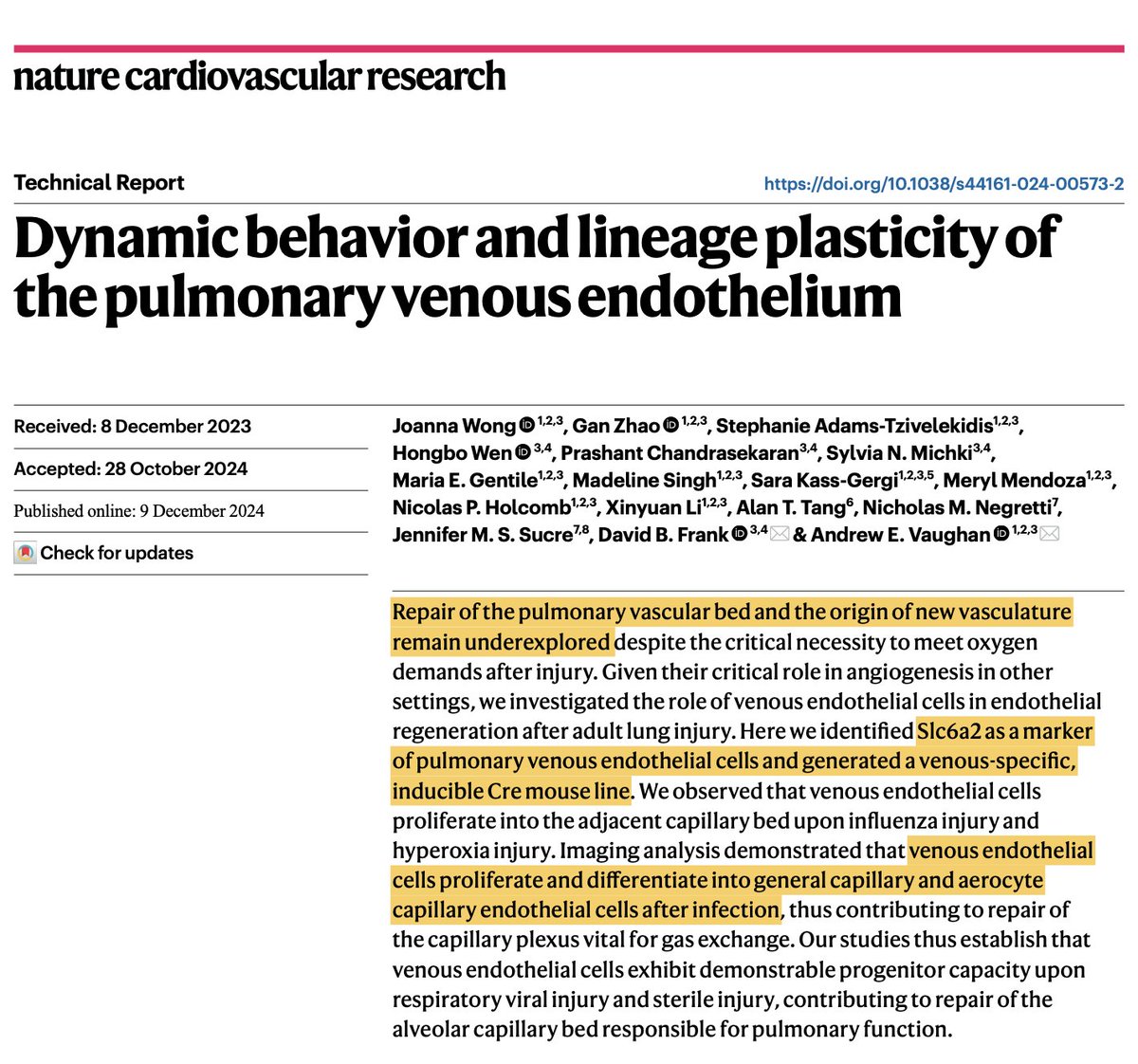 Niklas Lang (@niklasjlang) on Twitter photo Exciting paper in <a href="/NatureCVR/">Nature Cardiovascular Research</a>: venous ECs branch and differentiate into capillary ECs to regenerate the alveolar gas exchange unit following lung injury - but NOT in fibrotic (KRT5+) or AT1 depleted regions - some food for thought:
nature.com/articles/s4416… Exciting paper in <a href="/NatureCVR/">Nature Cardiovascular Research</a>: venous ECs branch and differentiate into capillary ECs to regenerate the alveolar gas exchange unit following lung injury - but NOT in fibrotic (KRT5+) or AT1 depleted regions - some food for thought:
nature.com/articles/s4416…
