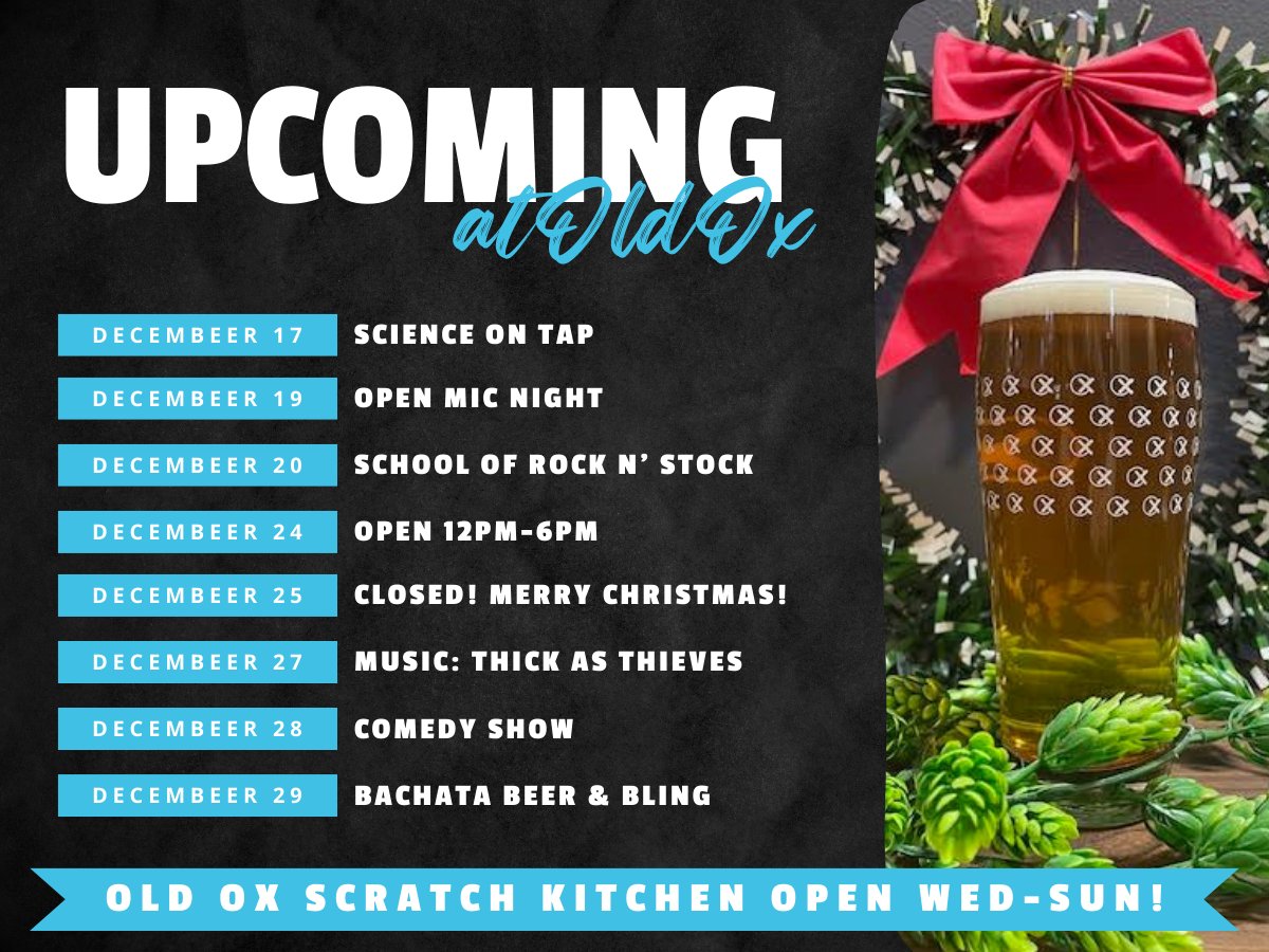 Science on Tap, Open Mic Night, and the School of Rock N' Stock Food Drive and Concert! Sounds like a great week!