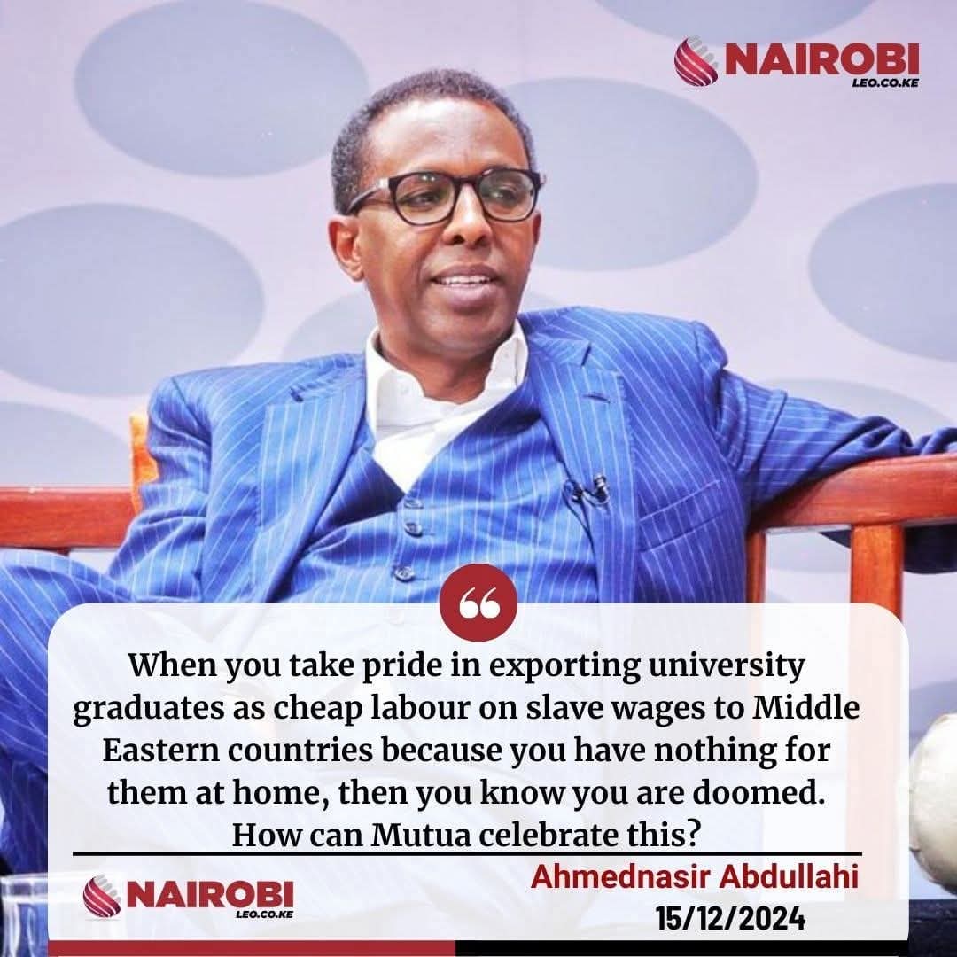 This is what Ahmednadir Abdullahi had to tell Labour CS Alfred Mutua.

What's your opinion?

[Alai Rigathi Gachagua SHIF #KalonzosGirlfriend Kasongo Gladys Shollei Kangata]