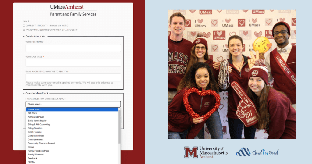 cloud4good's tweet photo. See how @UMassAmherst transformed their student engagement and operations with Enterprise Managed Services!

In this case study, discover how this leading university successfully:

- Streamlined appointment scheduling for student recruitment
- Implemented an Einstein Chatbot for 24/7 student support
- Enhanced case management for their Controller's Office
- Revolutionized their event management system
- Improved parent services communication

Working together with @cloud4good, UMass Amherst didn't just add resources - they built sustainable solutions that scale across their entire campus.

👉 Dive into the full success story: https://t.co/jKfeV6fdWU

#HigherEd #DigitalTransformation #StudentSuccess #SalesforceEdu #CloudComputing