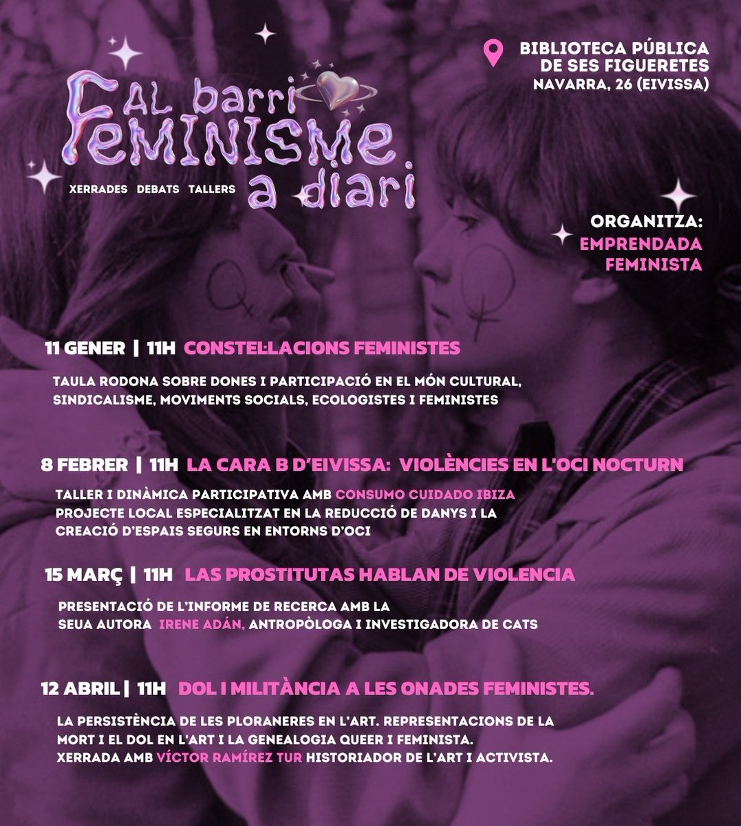 emprendada's tweet photo. S'acte forma part des cicle "Al barri feminisme a diari" que organitzam per segon any consecutiu a sa biblioteca de Figueretes de Vila.

Es cicle està organitzat per Emprendada Feminista i autofinançat amb la venda de roba de segona mà a mercadillos 😅 https://t.co/7PY2gJscH2
