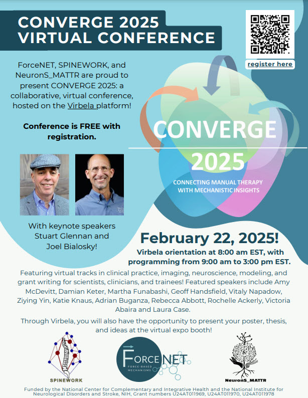 ForceNET5's tweet image. 📢 Manual therapy meets cutting-edge research at Converge 2025! Join us for a FREE virtual conference on Saturday Feb 22nd. Register now! 👉duke.qualtrics.com/jfe/form/SV_a2…