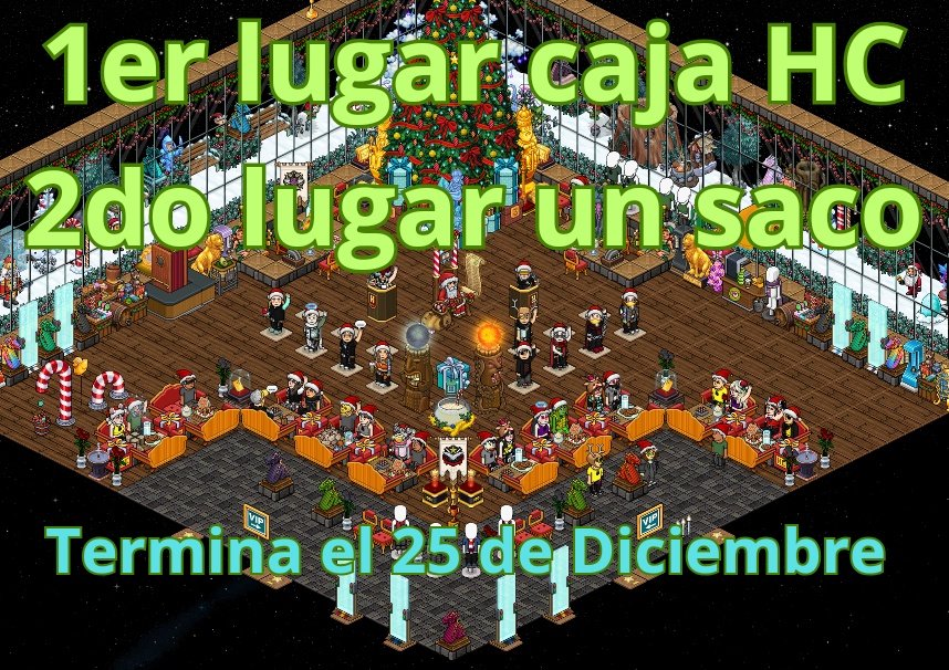 ⭐ SORTEO 🎄 ⭐

🥇Caja HC.
🥈 Saco de 20c.

💨 Requisitos:

⭐ Follow <a href="/EjercitoAFhabbo/">Ejército AF 🪖💣</a> <a href="/pcastronautfs/">𝔄𝔰𝔱𝔯𝔬𝔵𝔠𝔥𝔞𝔫𝔦𝔵</a>  ✅
⭐ RT 🔄 y FAV ♥️

Termina el 25 de Diciembre.