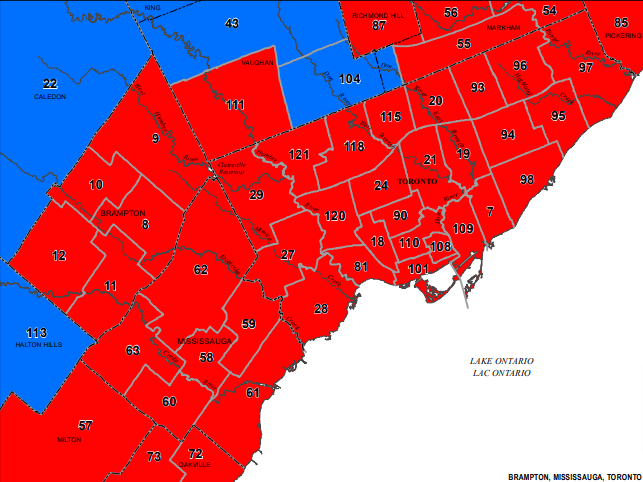 ADJNumbers's tweet photo. Given the chaos in Ottawa today, I'm sharing the current status of seats in the GTA... it's not called "Fortress Toronto" for nothing. 

Polling from Ipsos has the Liberals (maybe) holding 3-4 seats in the entire Greater Toronto Area

https://t.co/YBEAgWJ7un https://t.co/aD0tDIXuWh