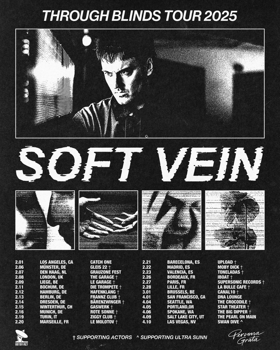 &gt; <a href="/softvein_/">soft vein</a> THROUGH BLINDS TOUR 2025 

With <a href="/ACTORStheband/">ACTORS the band</a> , <a href="/ultra_sunn/">ULTRA SUNN</a> 

solo.to/softvein