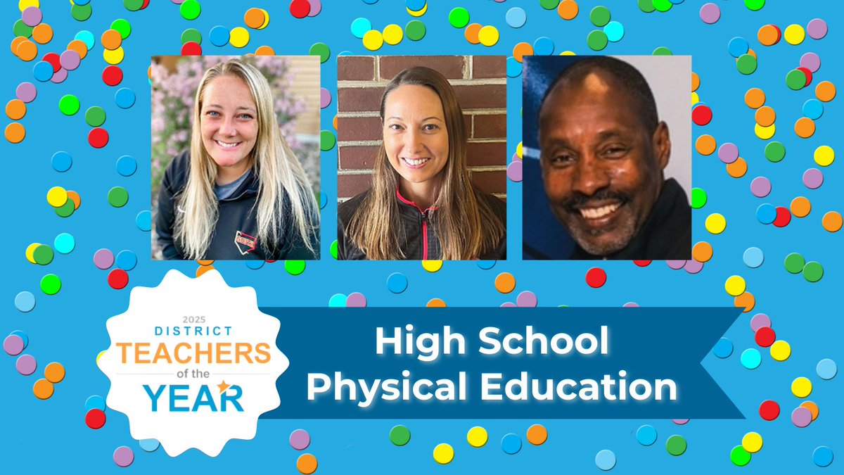 We are proud to announce our 2025 High School Physical Education District Teachers of the Year‼️

Central:
Lisa Smith
Lakeville, MN

Midwest:
Maria Pessman
Normal, IL

Western:
Derek Thomas
North Las Vegas, NV