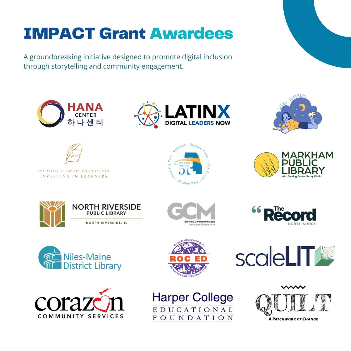 city_bureau's tweet photo. 🎉 In partnership with @cookcountygov, we are thrilled to to unveil the inaugural recipients of the Digital Equity IMPACT Small Grants Program—15 organizations that are working to bridge the digital divide and promote digital inclusion across the County.
https://t.co/vRpt30s1F2 https://t.co/NjPffxkwWZ