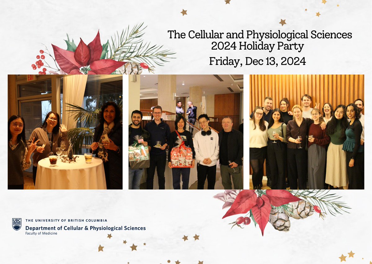 UBC Cellular & Physiological Sciences (@ubccps) on Twitter photo Thank you to everyone who joined us in celebrating the holiday season at the <a href="/UBCcps/">UBC Cellular & Physiological Sciences</a> Holiday Party!🎉 It was a wonderful evening!🎄
More photos on our website: cps.med.ubc.ca/2024-cps-holid… Thank you to everyone who joined us in celebrating the holiday season at the <a href="/UBCcps/">UBC Cellular & Physiological Sciences</a> Holiday Party!🎉 It was a wonderful evening!🎄
More photos on our website: cps.med.ubc.ca/2024-cps-holid…