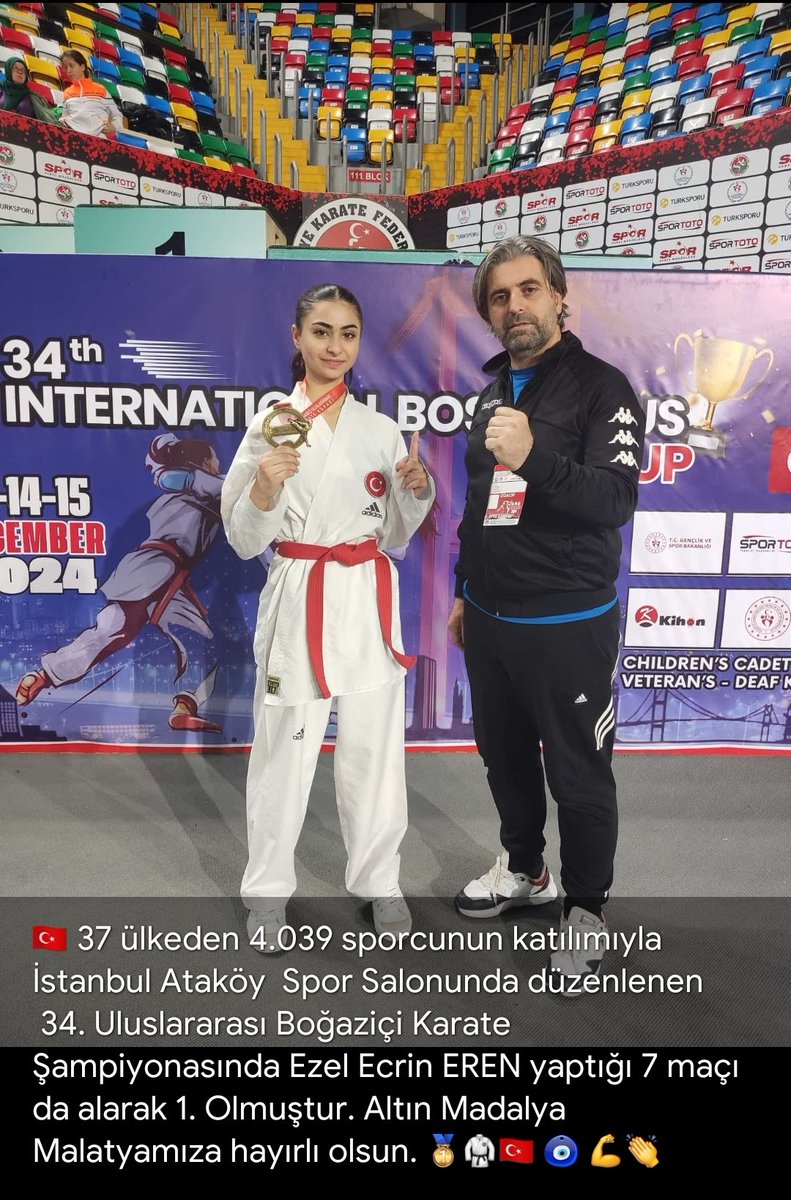 Orhangazim44's tweet photo. 37 Ülkeden 4039 Sporcunun Katıldığı İstanbul'da Düzenlenen 34. Uluslararası Boğaziçi Karate Şampiyonasında Öğrencimiz Ezel Ecrin Eren, Yaptığı 7 Müsabakada Galip Gelerek Türkiye Birincisi Olmuş ve Malatyamıza Altın Madalya Kazandırmıştır.
@MalatyaMem
@battalgazimem
@behcet_bakir https://t.co/66LhexBABf