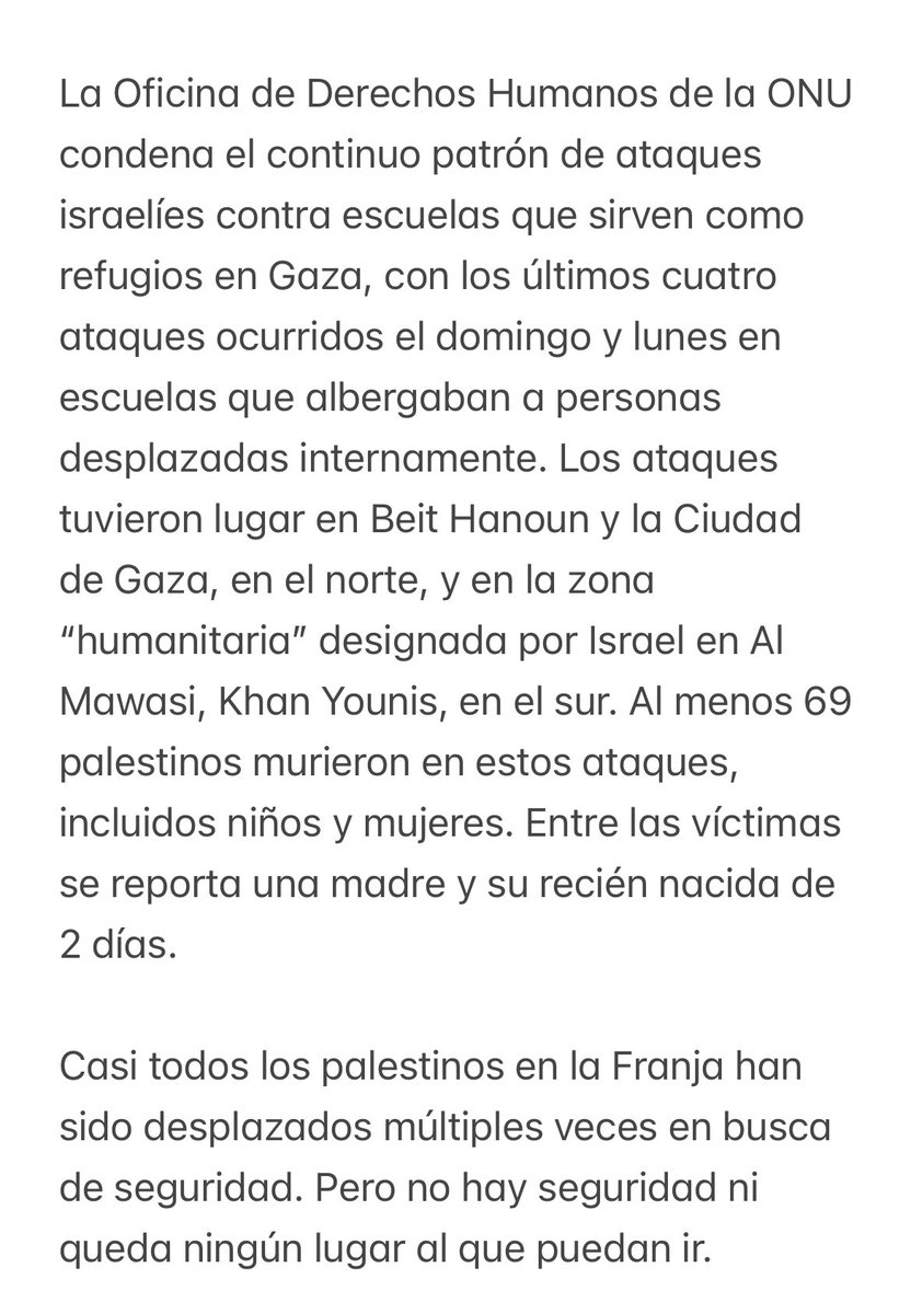 NoticiasONU's tweet photo. 🔴Una bebé de dos días y su madre, entre los 69 muertos por los ataques de Israel contra escuelas que albergan civiles en #Gaza https://t.co/Th0al8RI2o