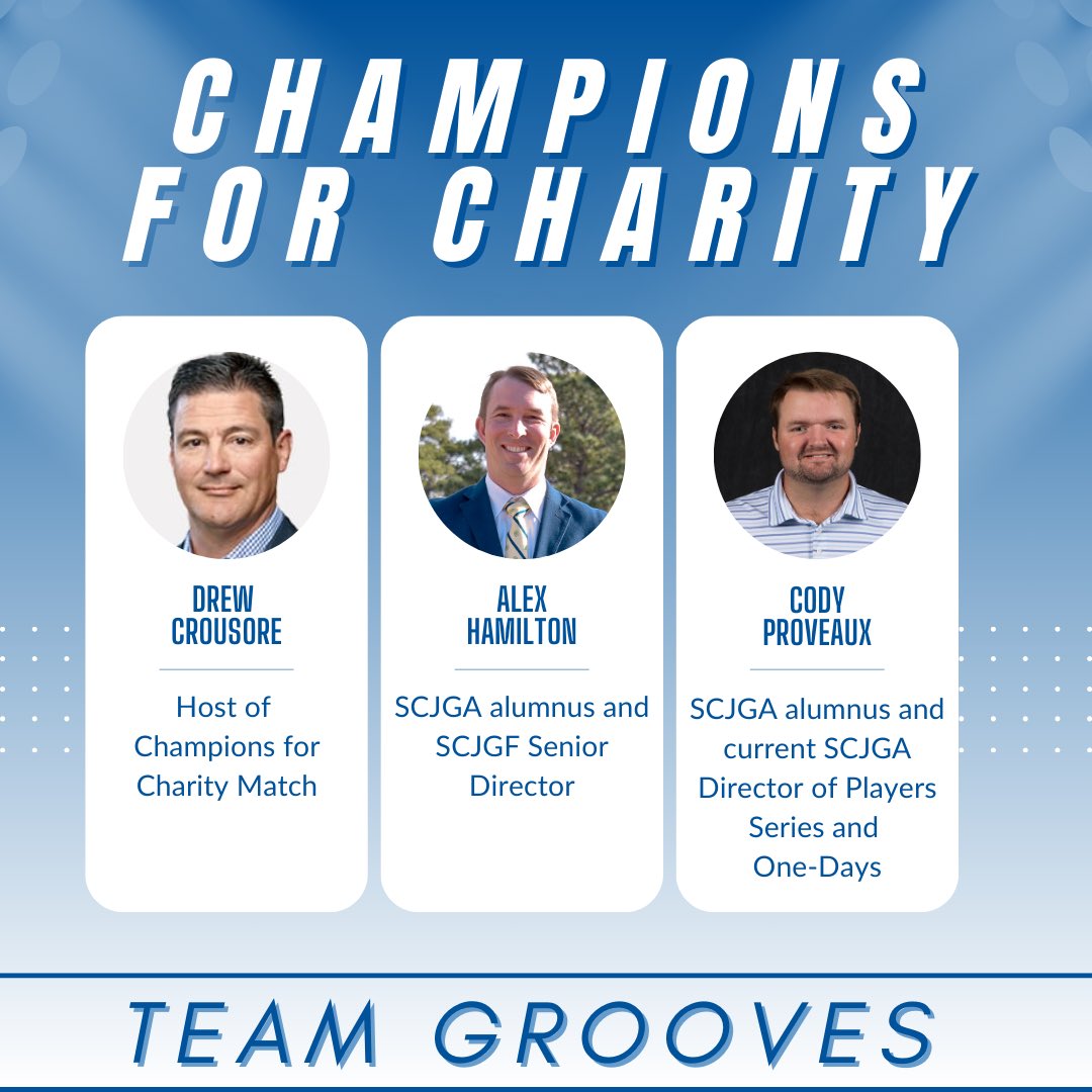 🏌️‍♂️ Meet the teams of Champions for Charity! 🏌️‍♀️

On Dec. 20, 3 teams of champions will race to make the most birdies &amp; raise funds for Youth on Course Carolinas. 💚⛳

Pick your favorite team &amp; donate to support junior golf! 👉 [Link in bio]

#ChampionsForCharity #YouthOnCourse