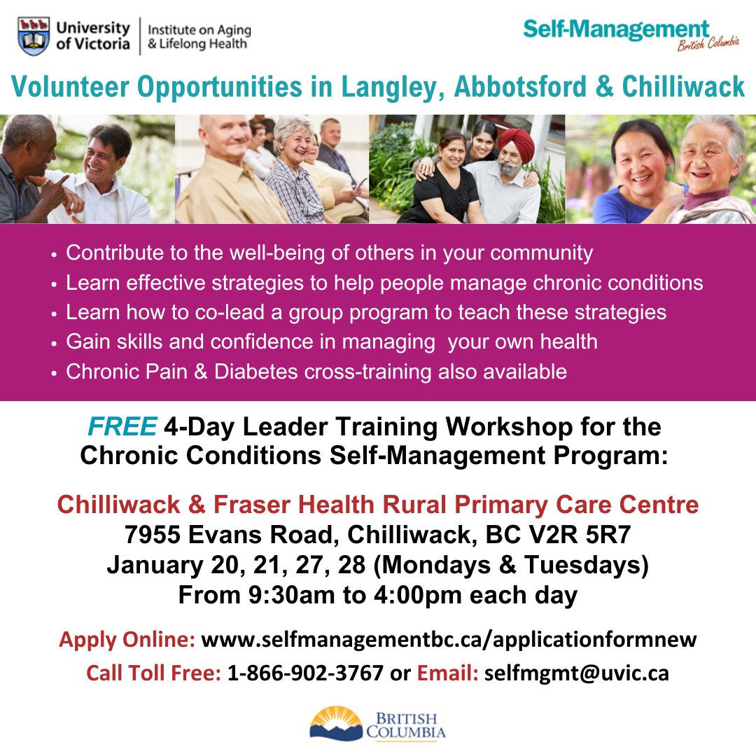 Would you like to become a Volunteer Program Leader for Self-Management BC? Check our our Volunteer Page for more info: selfmanagementbc.ca/becomeaprogram…