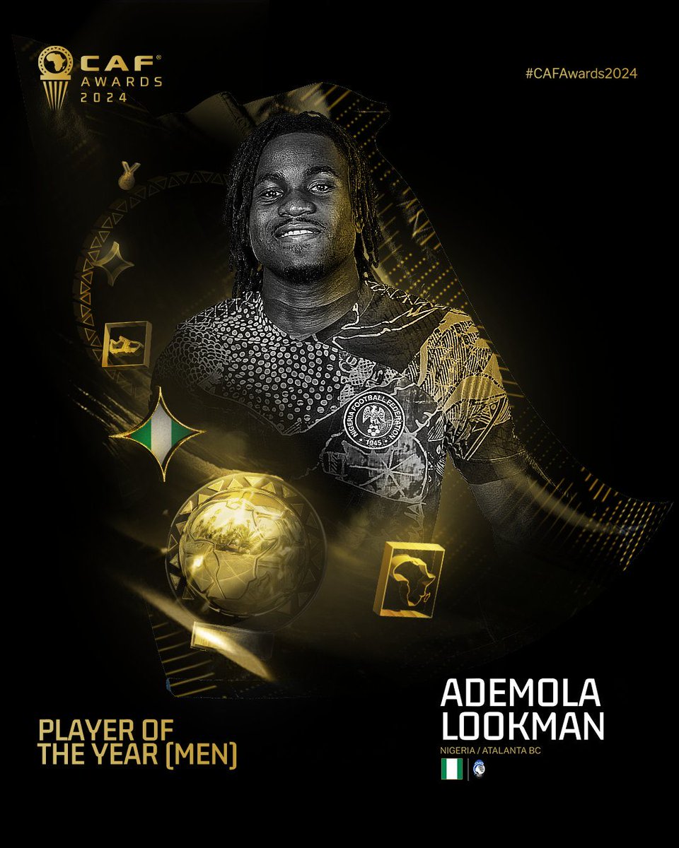 EchoWaveeRecord's tweet photo. ADEMOLA LOOKMAN WINS THE CAF AFRICAN BEST PLAYER OF THE YEAR AWARD 🇳🇬⚽️ https://t.co/FC30sz10VF