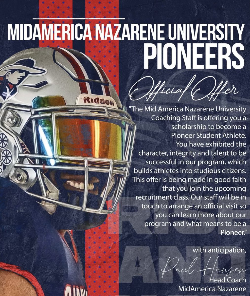 jaymezbeaner1's tweet photo. #AGTG Blessed to receive an offer from MidAmerican Nazarene University @CoachBenton3 

@FredRoss_8 @coachmwilliams1 @ToddDodgeFBcamp @coach_jackson49 @DamianDevon @coachparkman93 @yjmcknight https://t.co/Awn4HvsBTQ