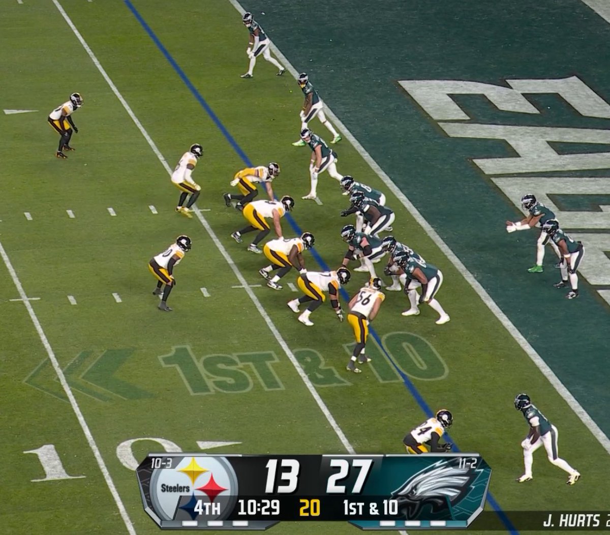 there is 10:29 left in the game

Eagles ball at their own 3-yd line

the Steelers never got the ball back

insane