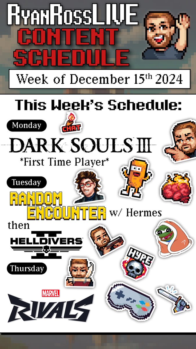 Last weekly schedule of 2024! #content #schedule